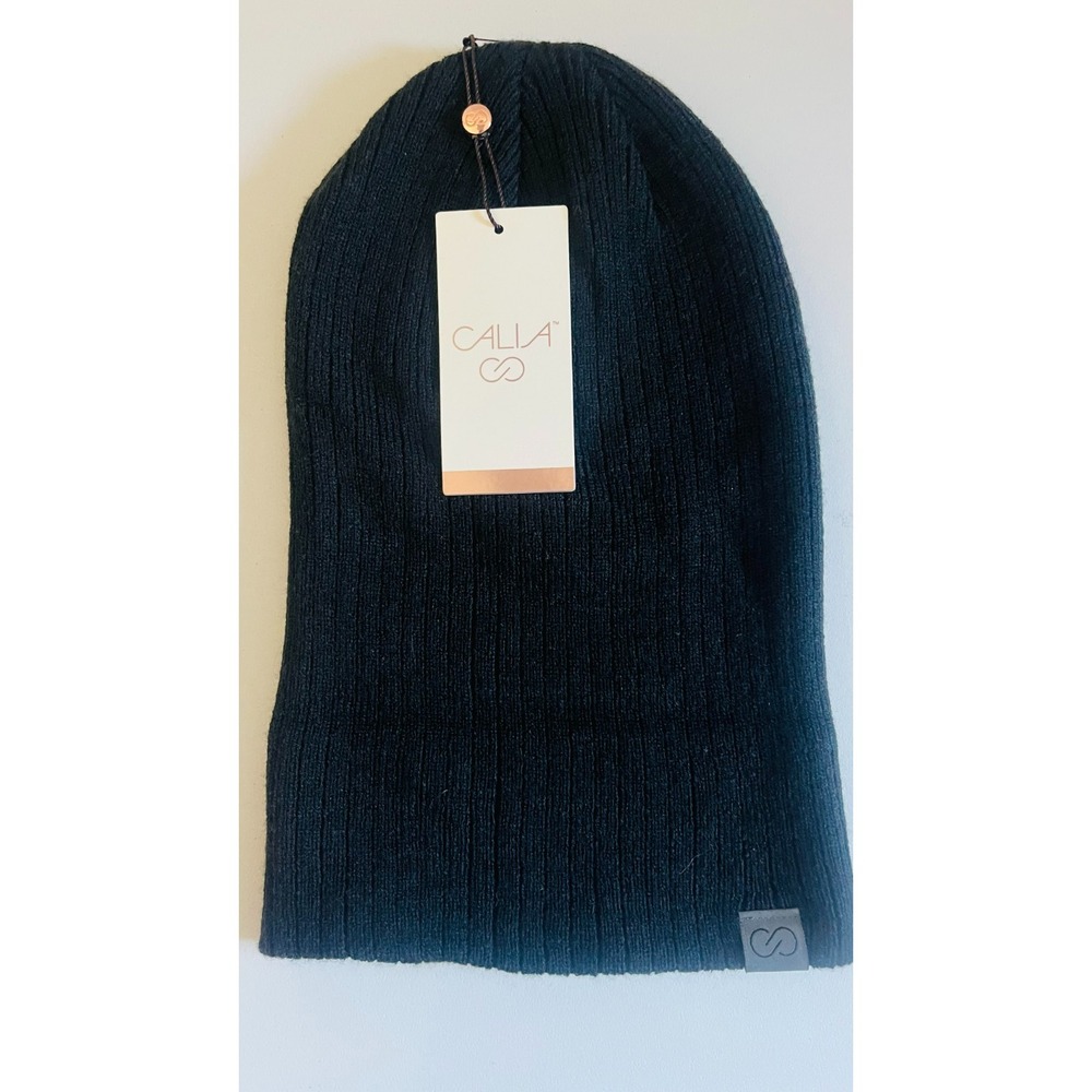 Calia ladies ribbed beanie pure black